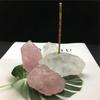Bandeja de incienso con base de hilo de piedra cruda de cristal natural, soporte para incienso, adornos artesanales de pulido de piedra original, en stock, venta al por mayor