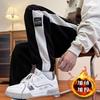 Outono e Inverno 2023 novo calça casual masculina grossa forrada com fleece vibe high street tornozelo amarrado Esportiva sarja calça de moletom masculina