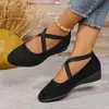 Zapatos de talla grande para comercio exterior, nuevos de verano 2026, zapatos de cuña con punta europea y americana para mujer, mocasines, zapatos deportivos y casuales para mujer