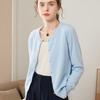 Suéter de Caxemira para Mulheres 2022 Cor Sólida Decote Redondo Elegante Casual Malhas de Lã Palácio Manga Longa Decote Redondo Cardigan