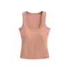 Camisola exterior de corte bajo para mujer, nuevo estilo Primavera/Verano 2026 con almohadillas en el pecho, top sin mangas ajustado que moldea la cintura, camisola de cuello en U