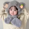 Conjunto de Chapéu e Cachecol para Bebê Tudo-em-Um de Veludo Espesso de Inverno com Pelúcia para Meninos e Meninas, à Prova de Vento e Fofo com Proteção para as Orelhas para Sair