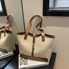 Bolsa Tote Casual de Grande Capacidade Transfronteiriça Feminina 2024 Nova Moda Bolsa de Ombro Contrastante Design de Nicho Bolsa de Mão