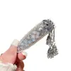 Pinza para el pelo azul de cristal estilo étnico con cascabel y borla, Exquisito clip vintage para flequillo lateral, Accesorio para el cabello