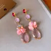 Borlas Florales de ColoresAretes colgantes con borla de lágrima tachonada de diamantes, un toque de lujo y sofisticación, aretes elegantes y a la moda para mujer