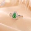 Anillo Yilu Silver S925 Plata de Ley Chapado en Oro Esmeralda Retro Lujo Ligero Elegante Calabaza Folu Estilo Nacional Exquisito Anillo de Plata