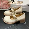 Sapatos Mary Jane com Salto Bloco e Bico Redondo para Mulheres, Nova Coleção Primavera 2026 Estilo Coreano Baixo Moda Sapatos de Salto Médio Baixo