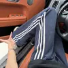 Calça Casual Klein Azul Padrão Escama de Dragão Três Listras Masculina Verão Fina Respirável cleanfit Perna Reta Calça Esportiva
