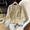 Garantía de Calidad Reductor de Edad Chaqueta Nueva Jacquard Chino Botón de Disco Talla Grande Estilo Chino Nuevo Top Corto Retro