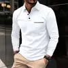 Camisa Polo de Manga Larga para Hombre de Color Sólido, Casual, Ajuste Holgado, con Bolsillo y Cuello de Solapa, de la Colección Primavera y Otoño de Amazon Transfronterizo