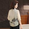 Camisa Estilo Chinês para Mães de Meia-Idade, Camisa de Chiffon Solta de Verão com Manga Três Quartos, Tops de Primavera e Verão para Meia-Idade e Idosos, Super Bonito