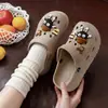 Zuecos de Suela Gruesa Eva Zapatos de Jardín Lindos Color Caqui Zapatos Cerrados para Mujer Padre-Hijo Transpirables para Exteriores Zapatos de Playa de Moda