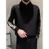 Venda Direta Moletom Pesado Masculino Novo Gola Polo Listrada Manga Longa Estiloso Tendência High Street Moda Masculina