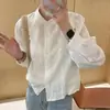 Estilo doce e fresco, camisa base de manga comprida com gola alta para mulheres, nova coleção primavera/outono, corte solto, top versátil, casual e que rejuvenesce