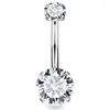 Joyería para Piercing de Titanio F136 Nuevo Transfronterizo Flash 5A Circonita Espiral Interna Tres Garras G23 Clavo de Ombligo de Aleación de Titanio