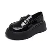 Mocasines de Suela Gruesa Estilo Británico para Mujer 2026 Nuevos Zapatos de Cuero Negro para Primavera y Otoño Antideslizantes Slip-On Zapatos de Trabajo