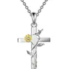 Joyería Nueva Moda Transfronteriza Diseño Europeo y Americano Collar con Colgante de Colibrí Cruz Flor Collar de Girasol para Mujer