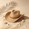 Sombrero de Paja Vaquero Estilo Europeo y Americano con Decoración de Correa, Sombrero de Sol Versátil de Ala Ancha para Senderismo al Aire Libre y Vacaciones, Suministro Directo del Fabricante