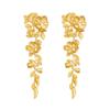 Pendientes de Flor Dorados de Lujo de Gama Alta, Pendientes de Falda Cara de Caballo Estilo Chino Nuevo Vintage, Accesorios para Orejas con Borlas Largas, Retro Artístico