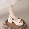 Sandalias de Tacón Grueso Estilo Hada para Mujer, Nuevo Modelo Verano 2026, Pequeñas con Suela Gruesa de Una Sola Tira, Zapatos de Playa de Moda