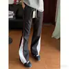 Pantalones deportivos casuales a rayas de bloques de color pesados estilo Harajuku para hombre, pantalones atléticos retro de otoño de corte holgado