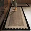 Tapete para piso específico para cocina en estilo vintage, absorbente de agua y aceite, secado rápido, tira larga, resistente a la suciedad, resistente al desgaste, tapete tejido de lino