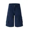 Pantalones Cortos de Trabajo Desgastados de Moda de Verano de la Marca Nanxia para Hombres y Mujeres, Pierna Ancha Casual Rectos Sueltos con Múltiples Bolsillos