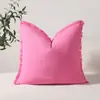 Venta Caliente Transfronteriza Funda de Cojín Casual de Color Sólido Algodón Lavado Borla Bigote Bohemio para Sofá Sala de Estar