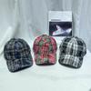 Gorra de Béisbol a Cuadros de Color Contrastante Moda Estilo Japonés para Mujer Otoño e Invierno Vintage Casual Combinación Perfecta para Mostrar la Cara Gorra Pequeña Sombrero para el Sol