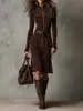 Otoño 2025 Moda Transfronteriza Europea y Americana Nuevo Elegante Vestido con Cremallera y Solapa 894