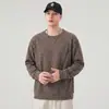 Moletom Pulôver Casual Minimalista Versátil com Gola Redonda para Homens, Coleção Nova Primavera e Outono 2026, Corte Solto com Mangas Caídas