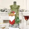 Nuevos Suministros de Decoración Navideña Set de Botella de Vino Navideño Dibujos Animados Lino Bolsa para Botella de Vino Tinto Champán Decoración de Mesa