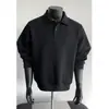 Sudadera con cuello para adolescentes, nuevo estilo de otoño, patchwork deconstruido casual americano, algodón Mamba, polo de manga larga para hombre