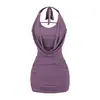 Vestido de Malla con Cuello Halter Estilo Chica Sexy y Atrevida para Mujer, Nuevo Diseño de Verano Ajustado con una Falda Bodycon Elegante y con Estilo