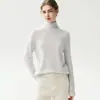 Suéter base de malha feminina de cashmere com borda enrolada, moda minimalista, gola semi-alta, camada interna, grosso, solto, afina a silhueta, manga longa
