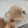 Sombrero de Pescador de Organza de Encaje Esponjoso Japonés para Mujer Verano Ala Ancha Protección Solar Temperamento Versátil Transpirable Sombrero para el Sol