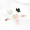 Set Lindo Estilo Japonés de Dibujos Animados Broche Xiaobai Luna de Miel Botella de Vino Taza Gato Flor de Rosa Insignia en Forma de Corazón