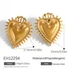 Pendientes Transfronterizos de Acero Inoxidable con Diseño de Corazón, Bordes Dentados, Forma de Corazón Vintage, Únicos y Elegantes, Chapados en Oro Real de 18K