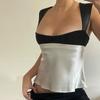 Comércio Exterior Transfronteiriço da Amazon Roupas Femininas Design de Nicho Colete Outono e Inverno Novo Estilo Curto Cor Contrastante Cetim Camisole Top