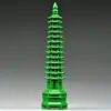 Adorno de Torre Wenchang de Nueve Pisos Tallado en Madera Maciza Azul, Torre Bagua, Simbolizando Progreso Constante, Adecuado para Escritorios de Estudiantes y Manualidades de Oficina