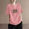 Camiseta Feminina de Manga Curta para Exportação, Nova de Verão 2026 Estilo Coreano Fino Corte Solto Tamanho Grande Versátil Tendência Jovem Top