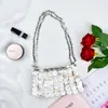 Bolsa de Hombro Cruzada para Mujer, Estilo Nuevo Verano 2026, Piezas de Concha de Alta Resistencia, Cadena Hecha a Mano con Perlas, para Vacaciones, Nácar Natural