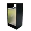 Cubo de Basura Metálico de Acero Inoxidable Vertical con Cenicero Señal de No Fumar Caja para Cáscaras Papelera de Reciclaje Exterior Calle Parque