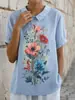 Camisetas de Verano Europeas y Americanas Transfronterizas para Mujer, Manga Corta, Cuello de Muñeca, Estampado Floral Acuarela, Camisas Casuales Holgadas en Stock