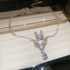 Lujo Ligero Diamante Flash Zircón Pendientes de Gota de Agua Collar Conjunto de Dos Piezas Sentido de Alta Gama Nicho Ins Elegante Collar Cadena Clavícula Mujeres
