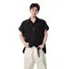 Camisa Polo para Hombre, Estilo Americano, Color Sólido, Diseño Holgado, Casual, Ropa de Trabajo Sencilla, Camisa de Verano, Versátil, Cuello, Mangas Cortas