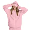 Moletom Casual Soltinho Feminino Europeu e Americano Outono e Inverno Novo Versátil Casual Simples Cor Lisa Máscara para Olhos Moletom de Manga Longa