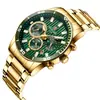 Reloj de Tres Ojos Verde Submariner para Hombre, Resistente al Agua, Correa de Acero, Calendario Luminoso, Deportivo Multifuncional, Reloj de Cuarzo