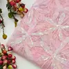 Tecido Bordado de Rede com Girassol Pequeno de Lantejoulas, Tecido Bordado para Fantasia de Fada com Adereço de Cristal