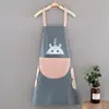 Delantal de Cocina para Tareas del Hogar, Delantal Impermeable y a Prueba de Aceite, Lavable con la Mano, Dibujos Animados Lindos, Resistente a las Manchas, de Cuello Halter, de Media Longitud, Ropa de Trabajo